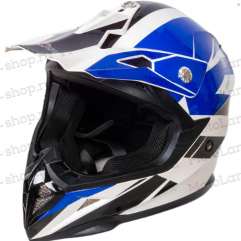 Шлем мото кроссовый HIZER 915 №8 (L) white/blue/black - Продажа мотоциклов, мототехники